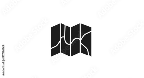Black and white map icon symbol.
