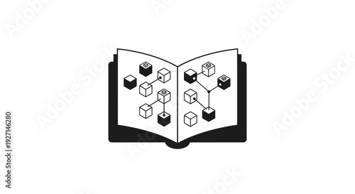 Black and white open book flowchart.