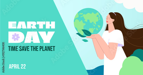Earth day celebration horizontal  banner, web, save the planet, April 22, wallpaper, creative vector illustration