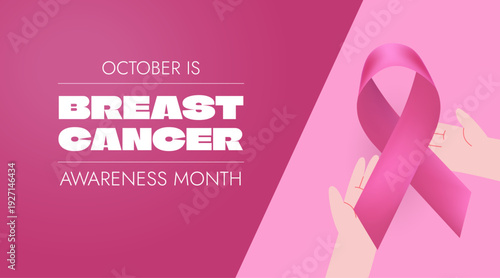 Breast cancer awareness month social banner, October, pink ribbon awareness symbol, background, vector