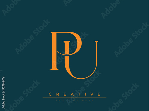 PU Creative Luxury Logo. This logo crafted for creative branding and luxury business identity. Ideal for boutique fashion labels, premium stationery, corporate mark, and marketing materials.