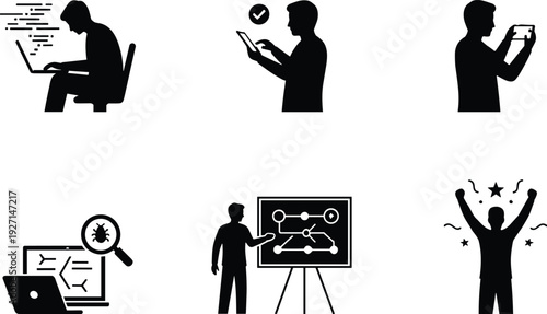 Silhouetted businessman interacting with humanoid robot for artificial intelligence collaboration technology innovation industrial automation and future human machine partnership success