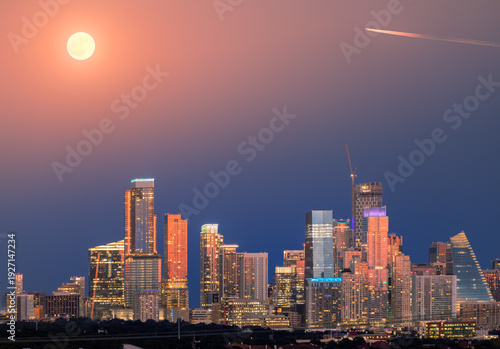 Photography Full Moon over the Austin, Texas