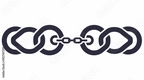 Stylized illustration of interconnected chain links, a symbol of connection or constraint, against a white background