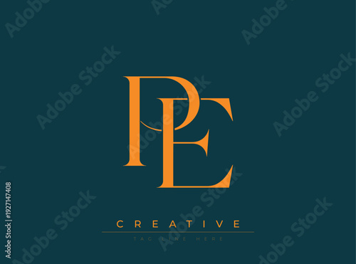 PE Creative Luxury Logo. This logo crafted for creative branding and luxury business identity. Ideal for boutique fashion labels, premium stationery, corporate mark, and marketing materials.