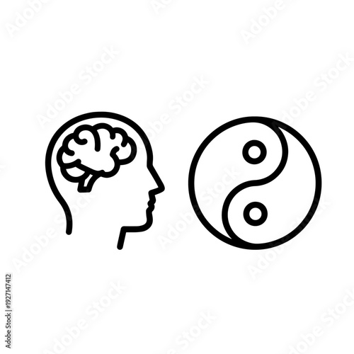 Minimalist psychology icons illustrating mind, emotions and mental health concepts