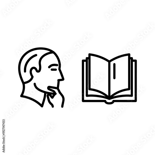 Minimalist philosophy icons illustrating thought, ideas, and the pursuit of wisdom