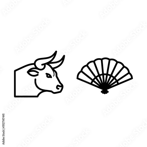 Minimalist Spanish language icons for translation, travel, and cultural communication