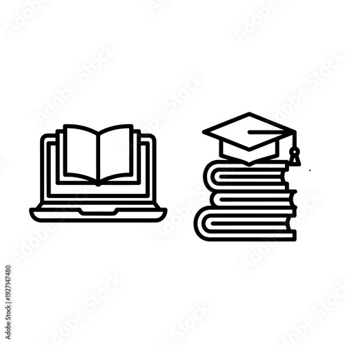 Second illustration for online education, showing diverse students engaging with digital content and remote learning tools