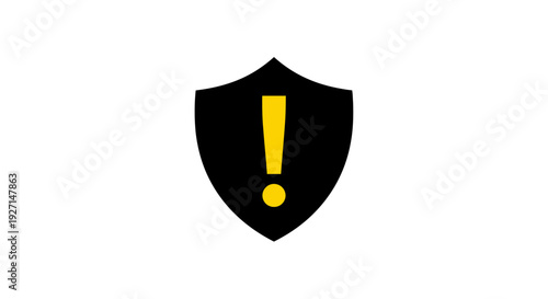 Black shield with yellow exclamation mark.