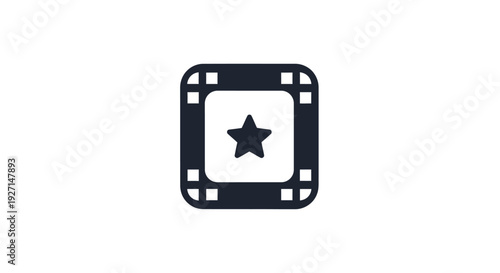 Black Star Icon in Square Frame.