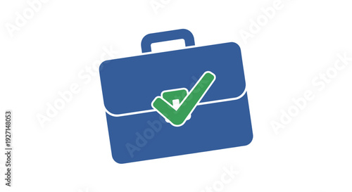 Blue Briefcase with Green Check Mark.