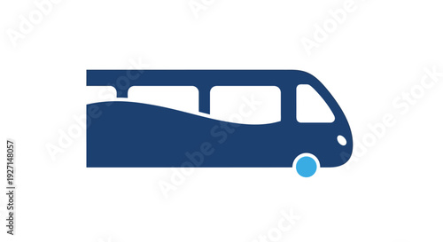 Blue Bus Vehicle Transportation Icon.
