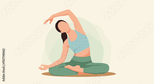 Woman practicing yoga in lotus position, stretching and meditating in a calm and serene environment