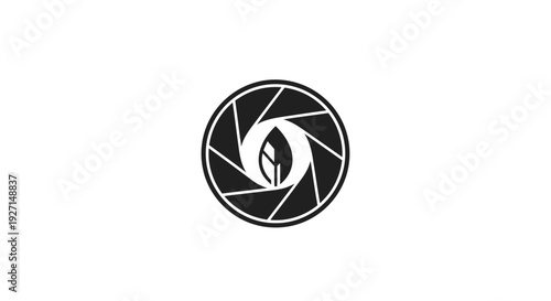 Camera lens aperture icon symbol.