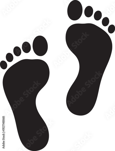 Black footprint with five toes on a white background also transparent background footprints feet symbol