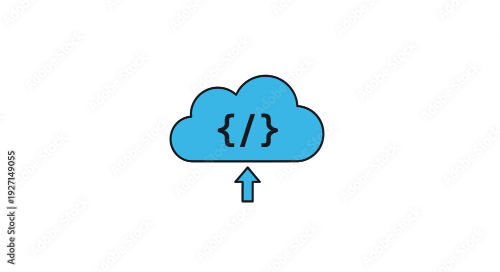 Obraz premium Cloud Computing Icon with Code.