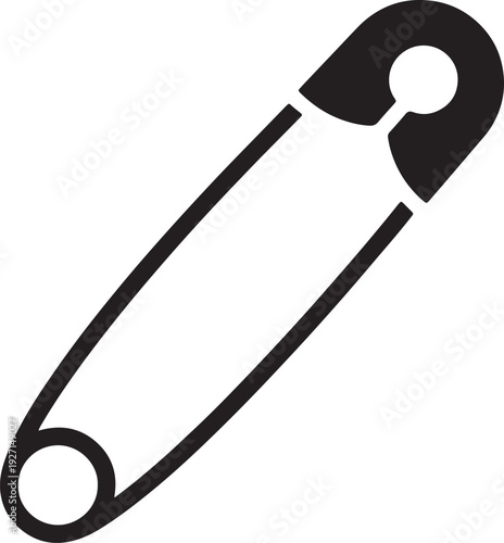 Black safety pin on white background simple also transparent background fastener metal tool
