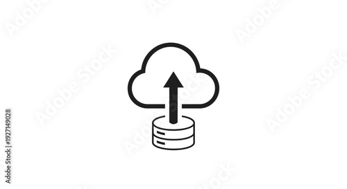Cloud computing data storage icon.