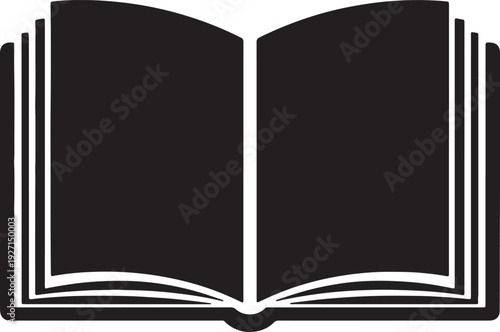 Open black book with white pages and spine also transparent background open book reading knowledge