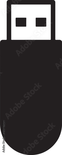 Black u s b flash drive with white connector and two rectangular contacts also transparent background