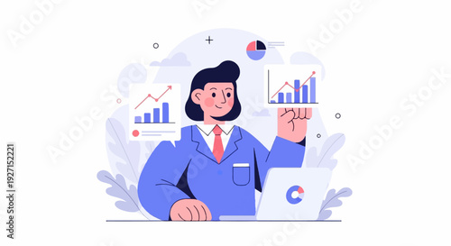 Person analyzing data with charts and a laptop