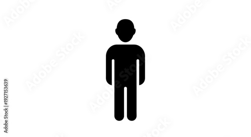 Simple male person icon, basic human figure representation, isolated white background.