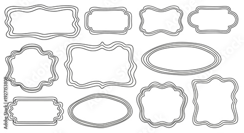 Collection of Ornate Vintage Frames and Borders, Decorative Hand-Drawn Elements