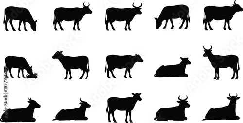 Collection of cow and deer silhouettes