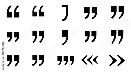 Collection of quotation mark symbols and icons