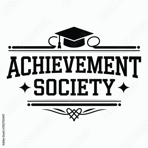 Achievement Society Graduation Logo with Elegant Typography vector illustration