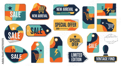 Collection of Sale and Special Offer Tags, Labels, and Stickers