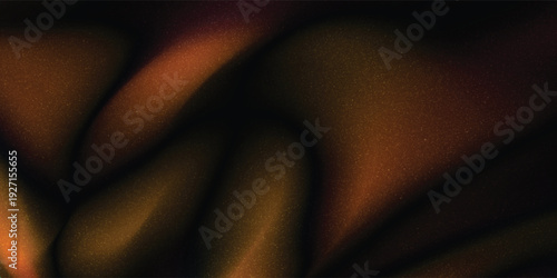 Black dark brown orange gold abstract luxury background. Silk satin fabric. Gradient ombre color. Curtain drapery fold line. Chocolate shade. Shiny glow glitter light. Design. Wide banner. Panoramic.
