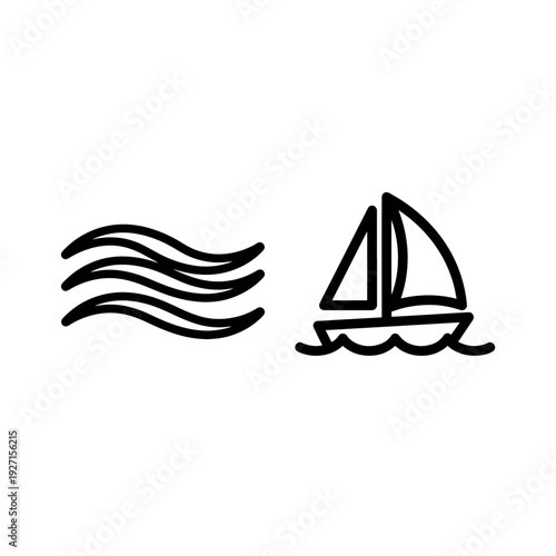 Minimalist sea landscape with calm blue water and horizon, clean vector illustration for serene nature concepts.