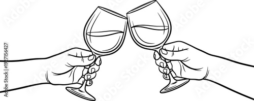 Hands clinking wine glasses in a toast moment