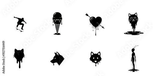 Black silhouette of hand with dripping effect, eerie gothic style, dark fantasy art, isolated vector