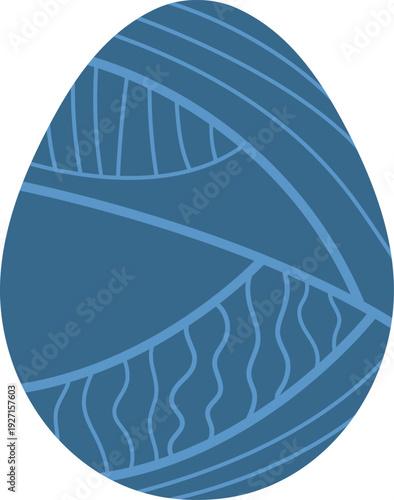 Blue ornate egg shape. Easter season element