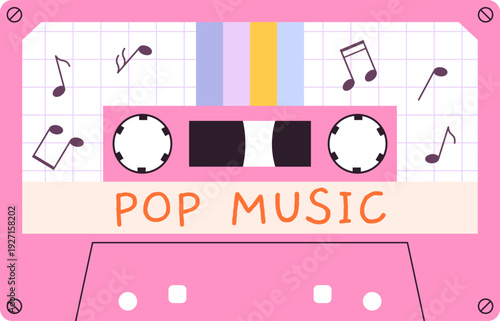 Pop music retro mixtape. Retro cassette icon
