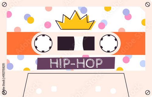 Hip hop music cassette. Audio tape icon