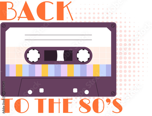 Back 80s music. Retro songs mixtape label