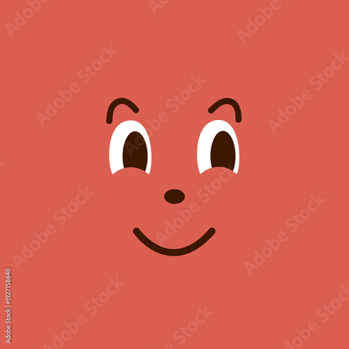 Funny face with cute smile. Color square emoji