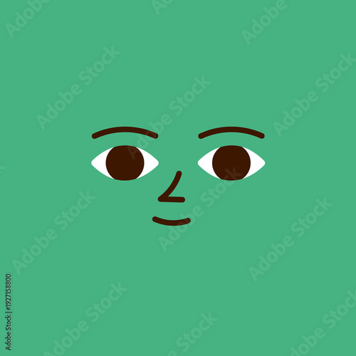 Doodle face card. Cute color square emotion