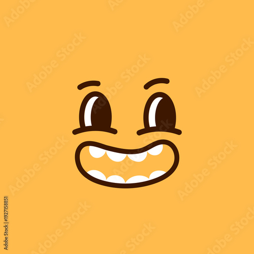 Quirky laughing face color square. Funny head