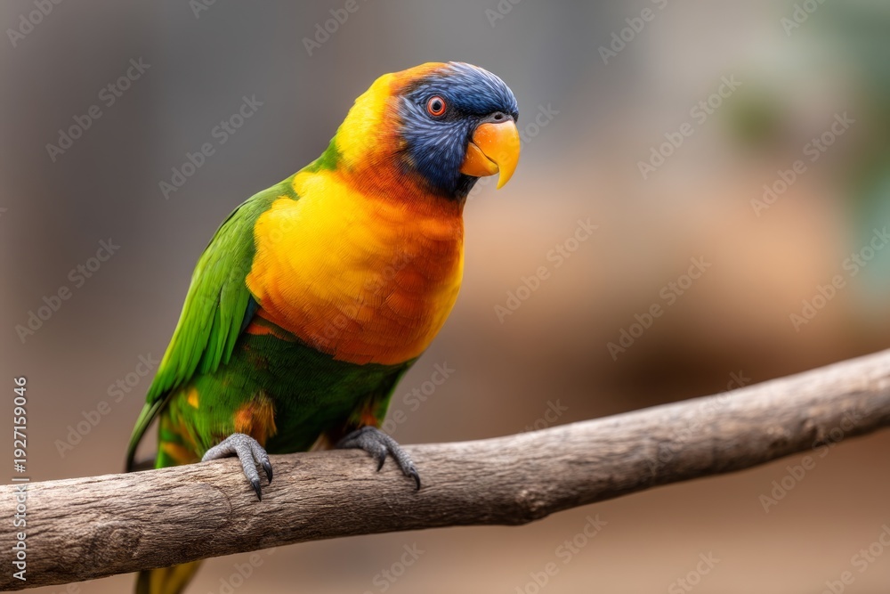 Obraz premium Colorful Lorikeet on a Branch Showcasing Its Vibrant Plumage