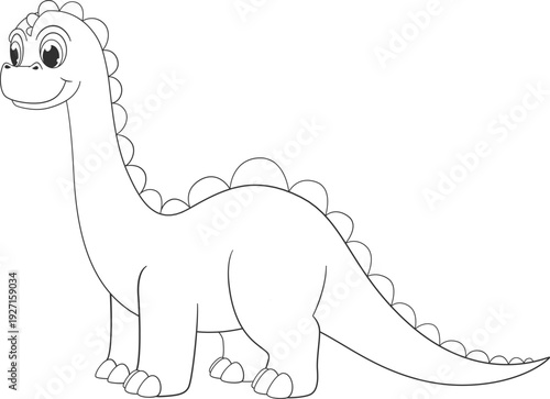 Diplodocus cute drawing. Kid dino creature icon