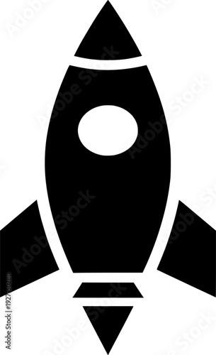 Rocket Silhouette: A sleek, black silhouette of a rocket, poised for takeoff against a pristine backdrop, representing aspiration, innovation, and the spirit of exploration.