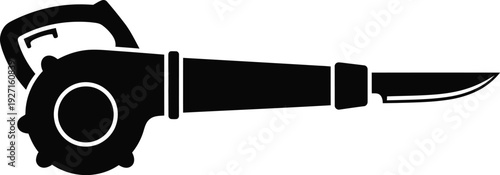 Leaf blower with a knife attached a unique and somewhat unsettling design presented as a silhouette on transparent background high quality