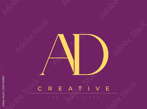 AD Creative Luxury Logo. This logo crafted for creative branding and luxury business identity. Ideal for boutique fashion labels, premium stationery, corporate mark, and marketing materials.