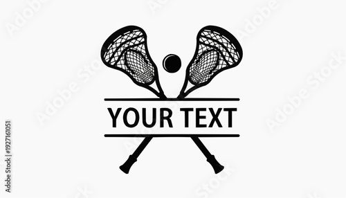 Crossed Lacrosse Sticks with Ball