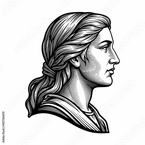 Illustration of a Womans Profile Portrait.
